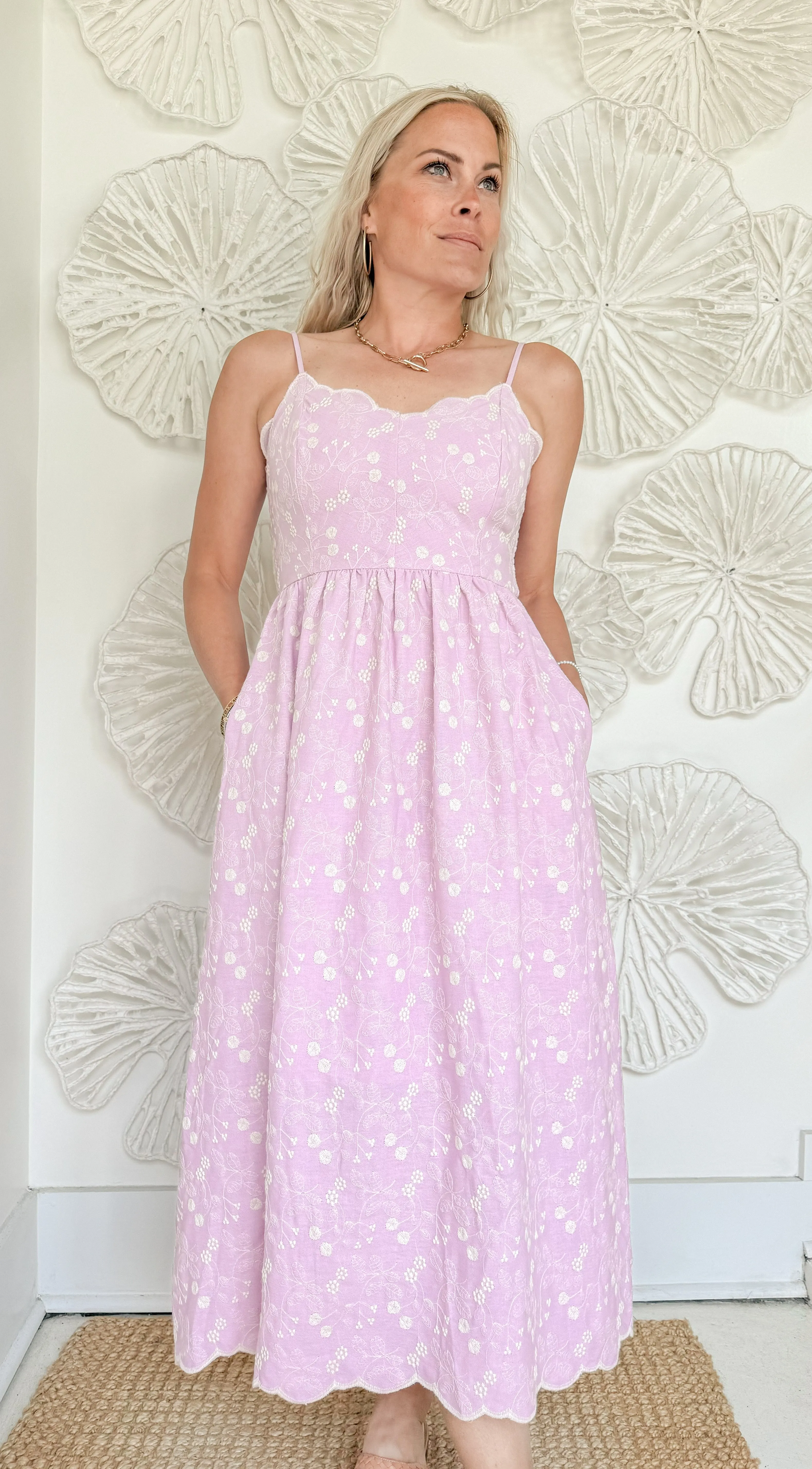 Lavender Embroidered Midi