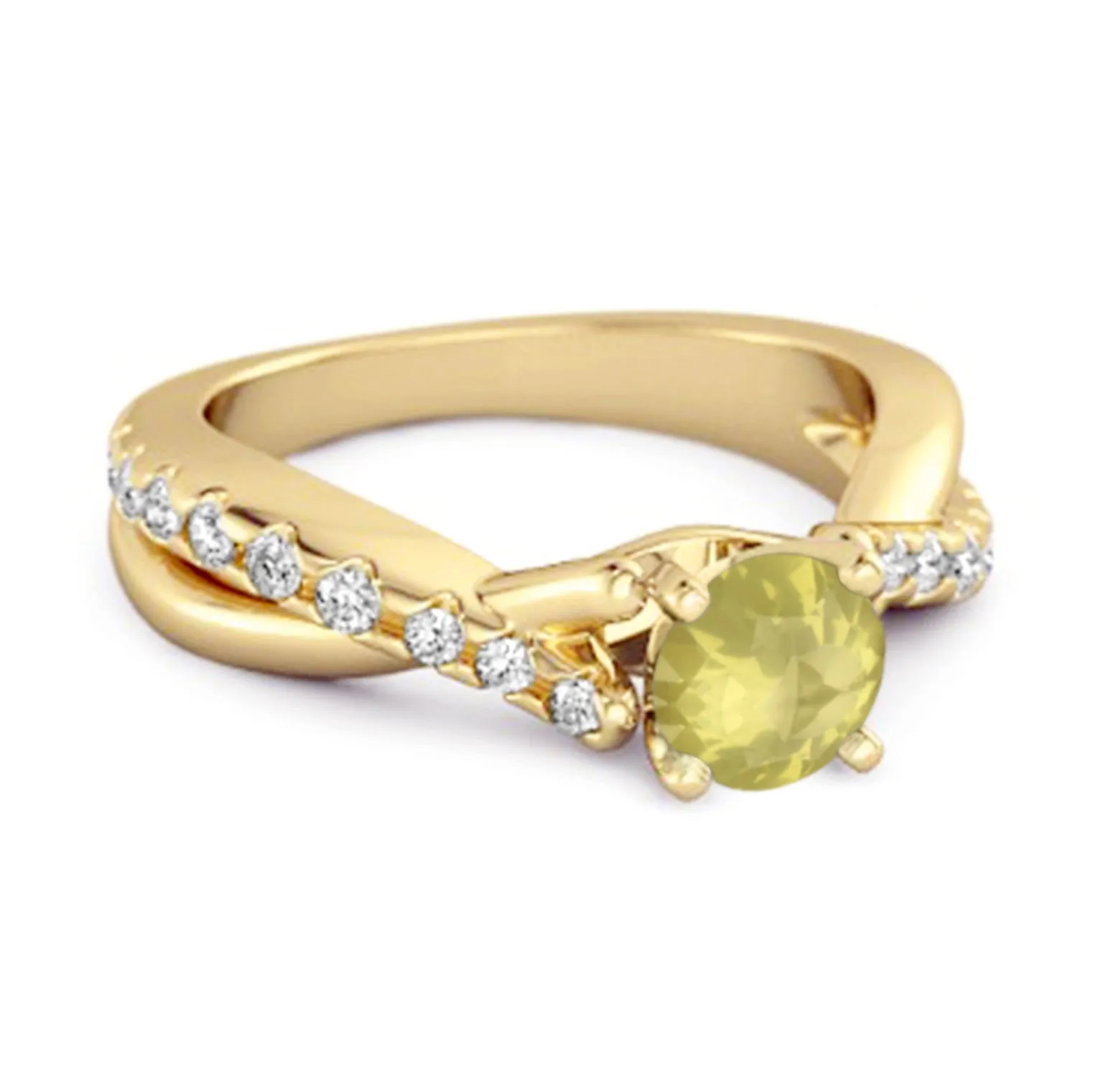 Lemon Quartz Accents 925 Sterling Silver Twisting Vine Shank Ring