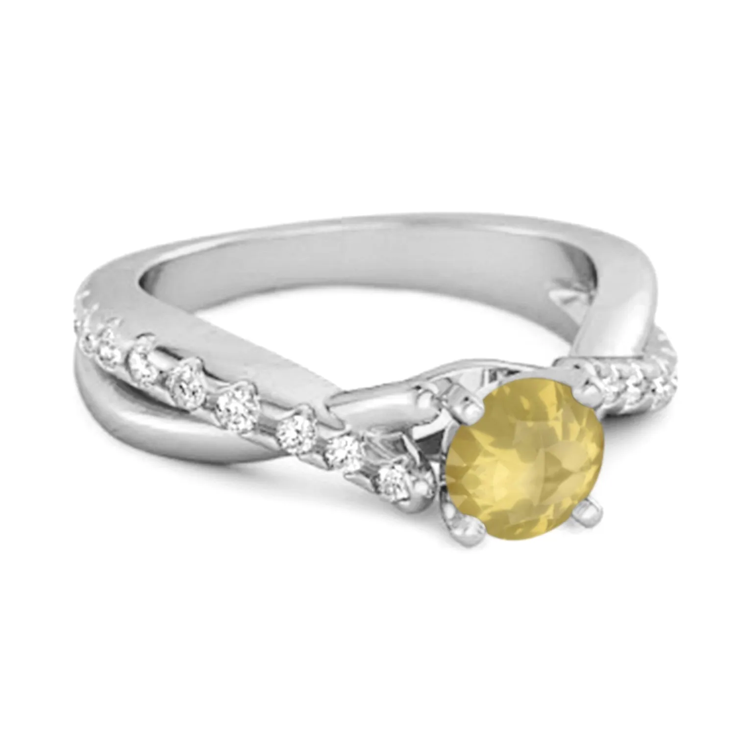 Lemon Quartz Accents 925 Sterling Silver Twisting Vine Shank Ring