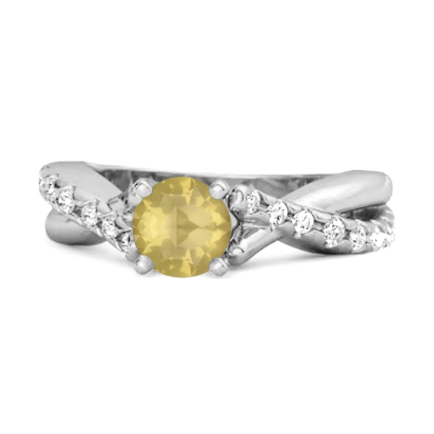 Lemon Quartz Accents 925 Sterling Silver Twisting Vine Shank Ring