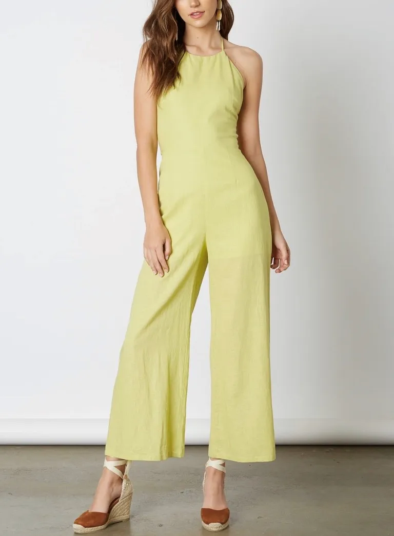 Linen Halter Tie Back Jumpsuit