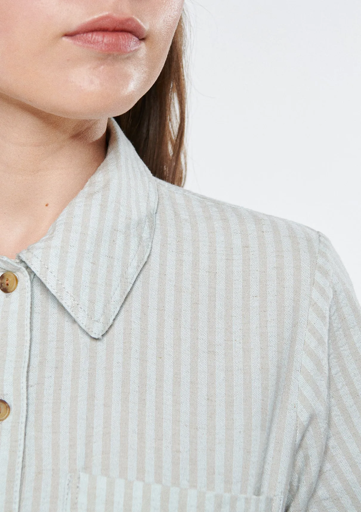 Linen Mix Striped Overalls