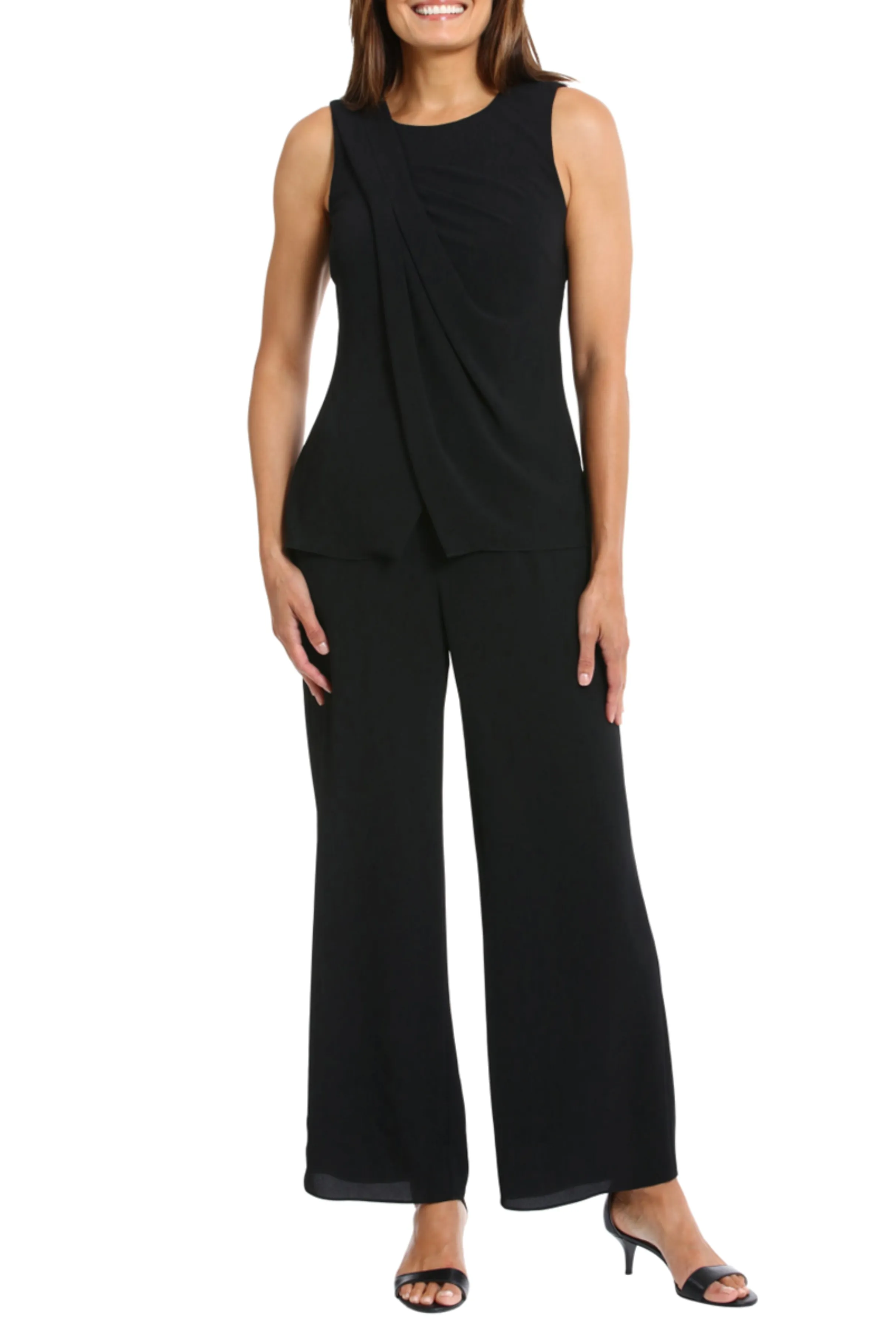 London Times Sleeveless Popover Wide Leg Jumpsuit