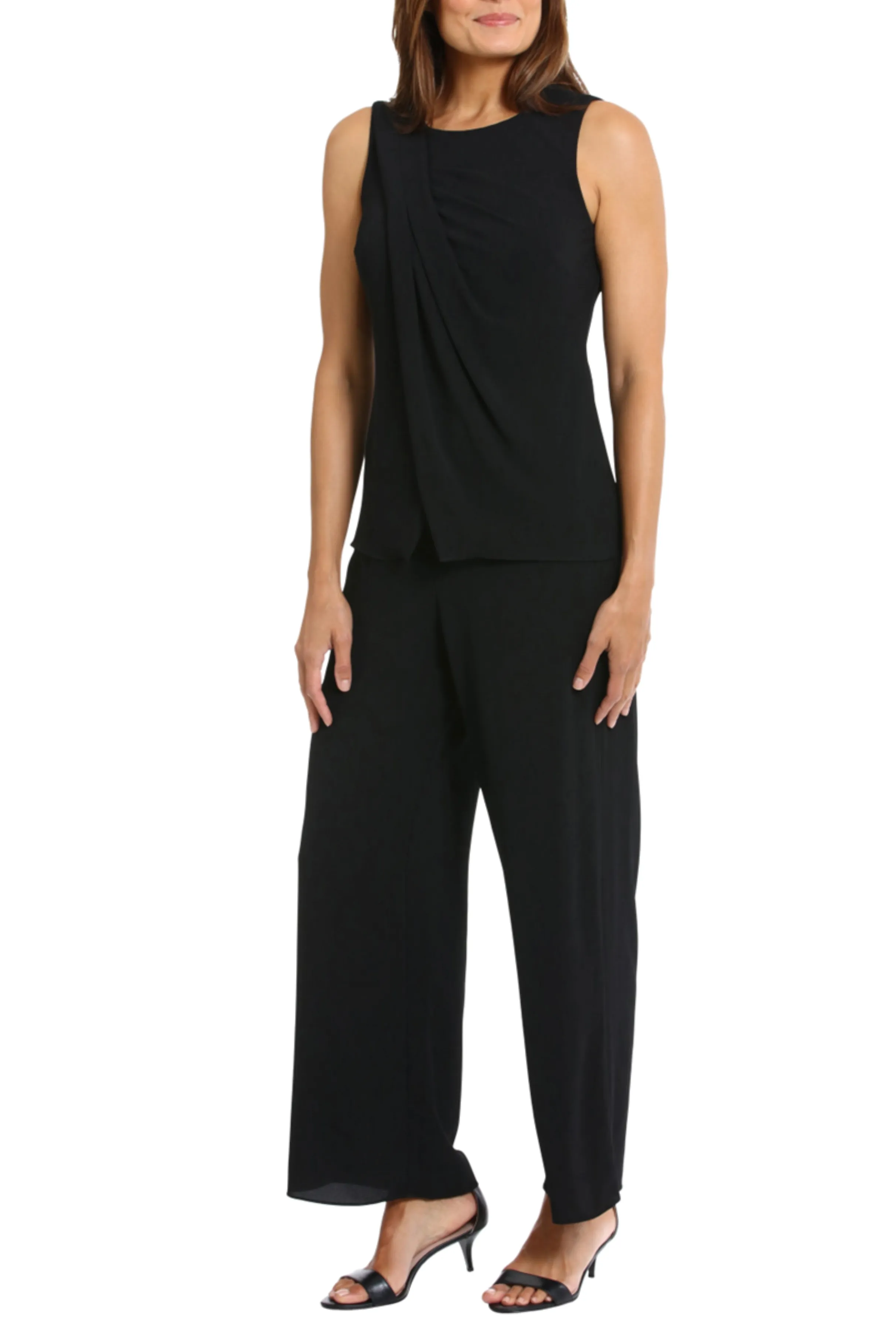 London Times Sleeveless Popover Wide Leg Jumpsuit