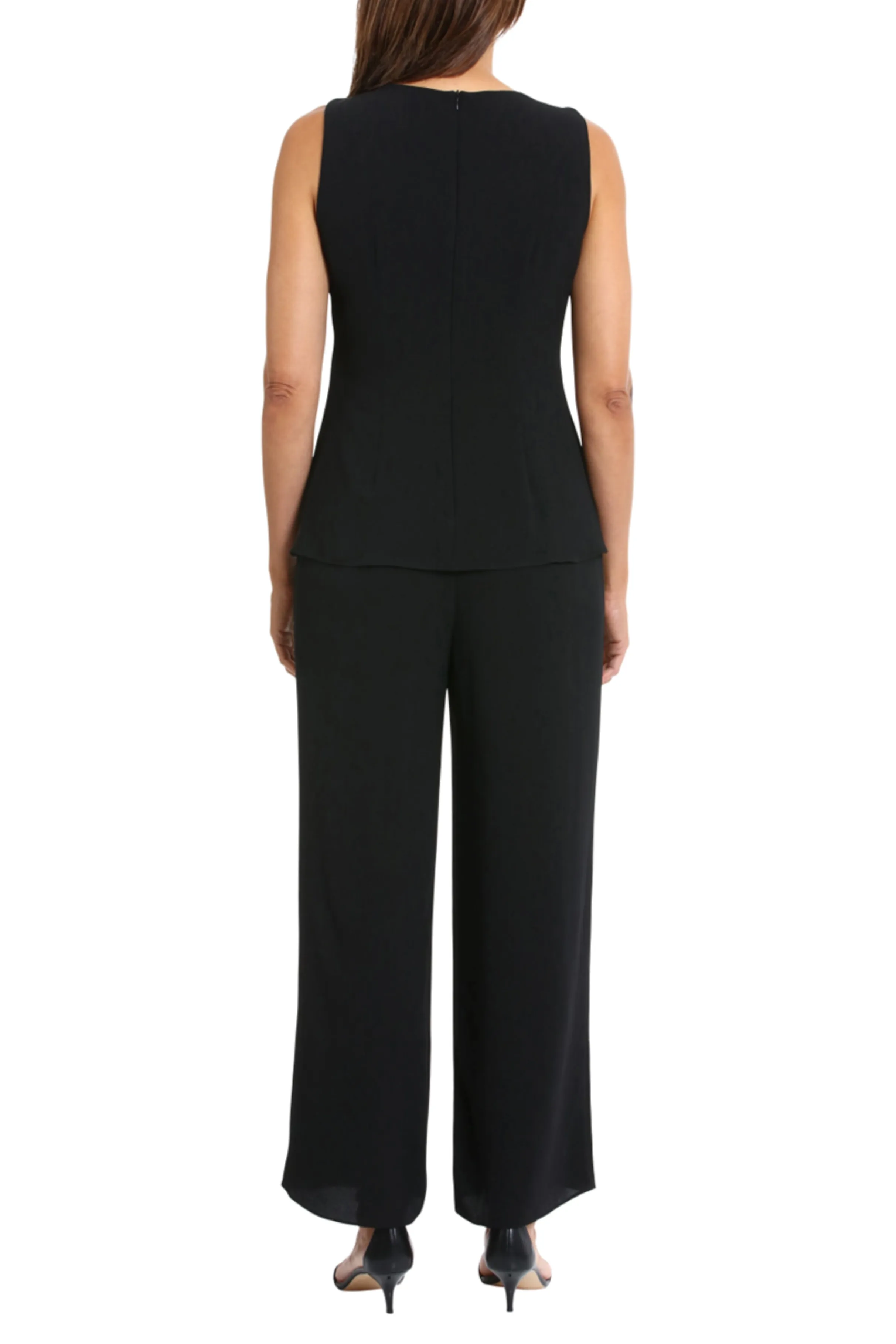 London Times Sleeveless Popover Wide Leg Jumpsuit