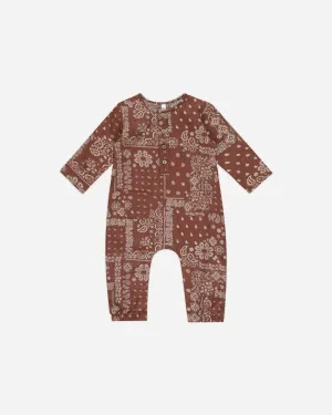 Long Sleeve Woven Jumpsuit || Brick Bandana