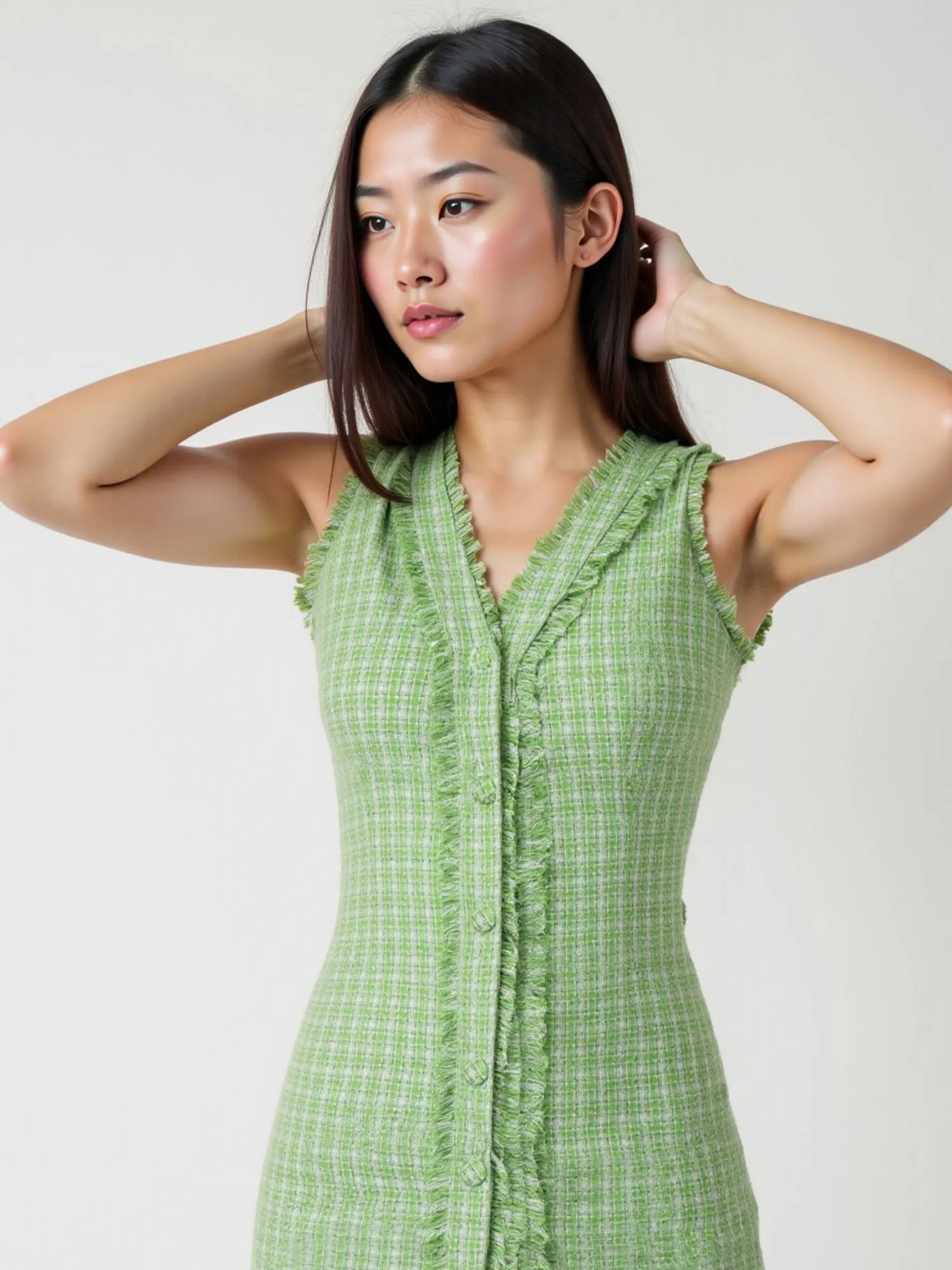 Lurex Fray Edge Bouclé Shift Dress