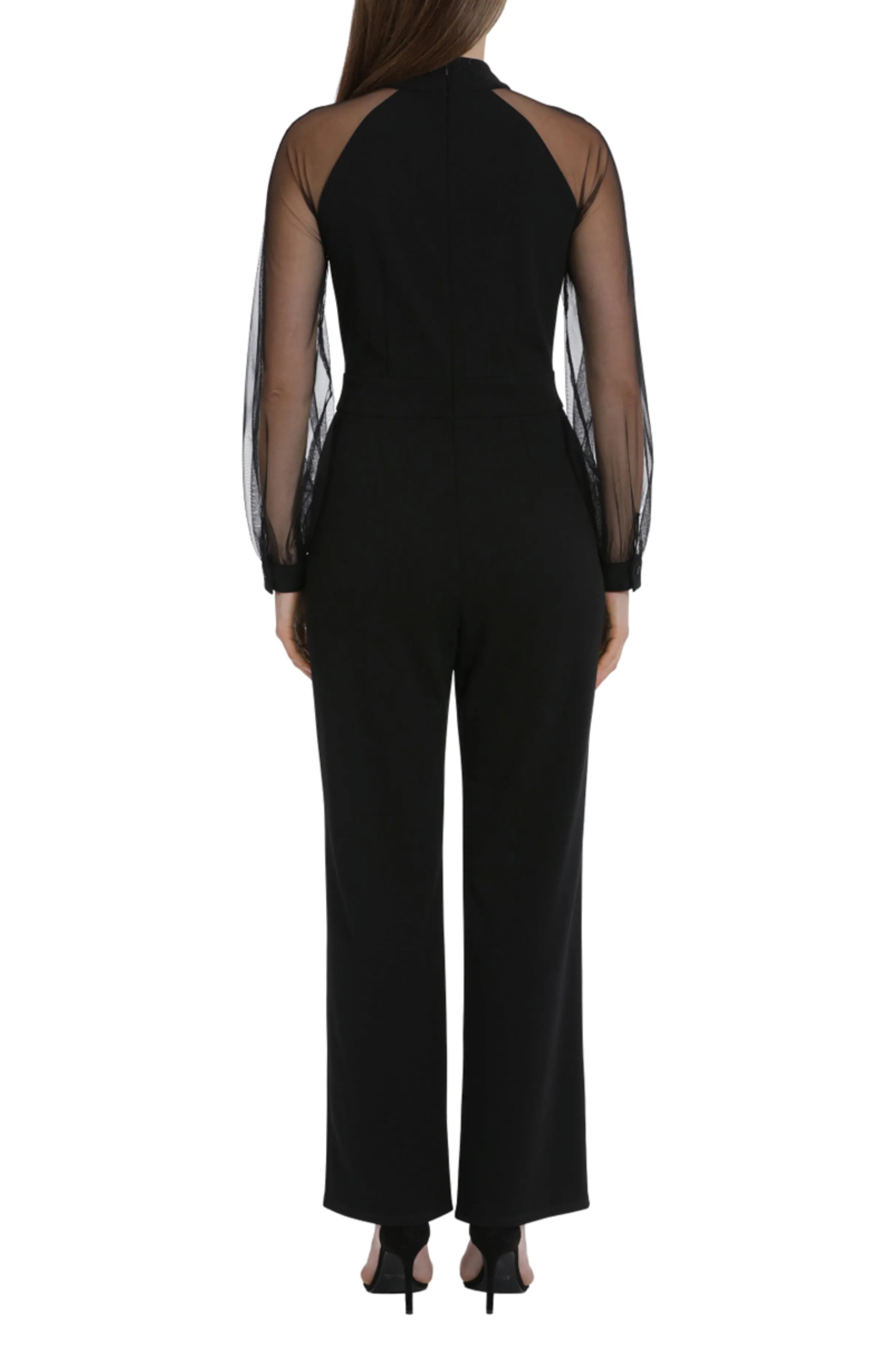 Maggy London Sheer Long Sleeve Wide Leg Jumpsuit