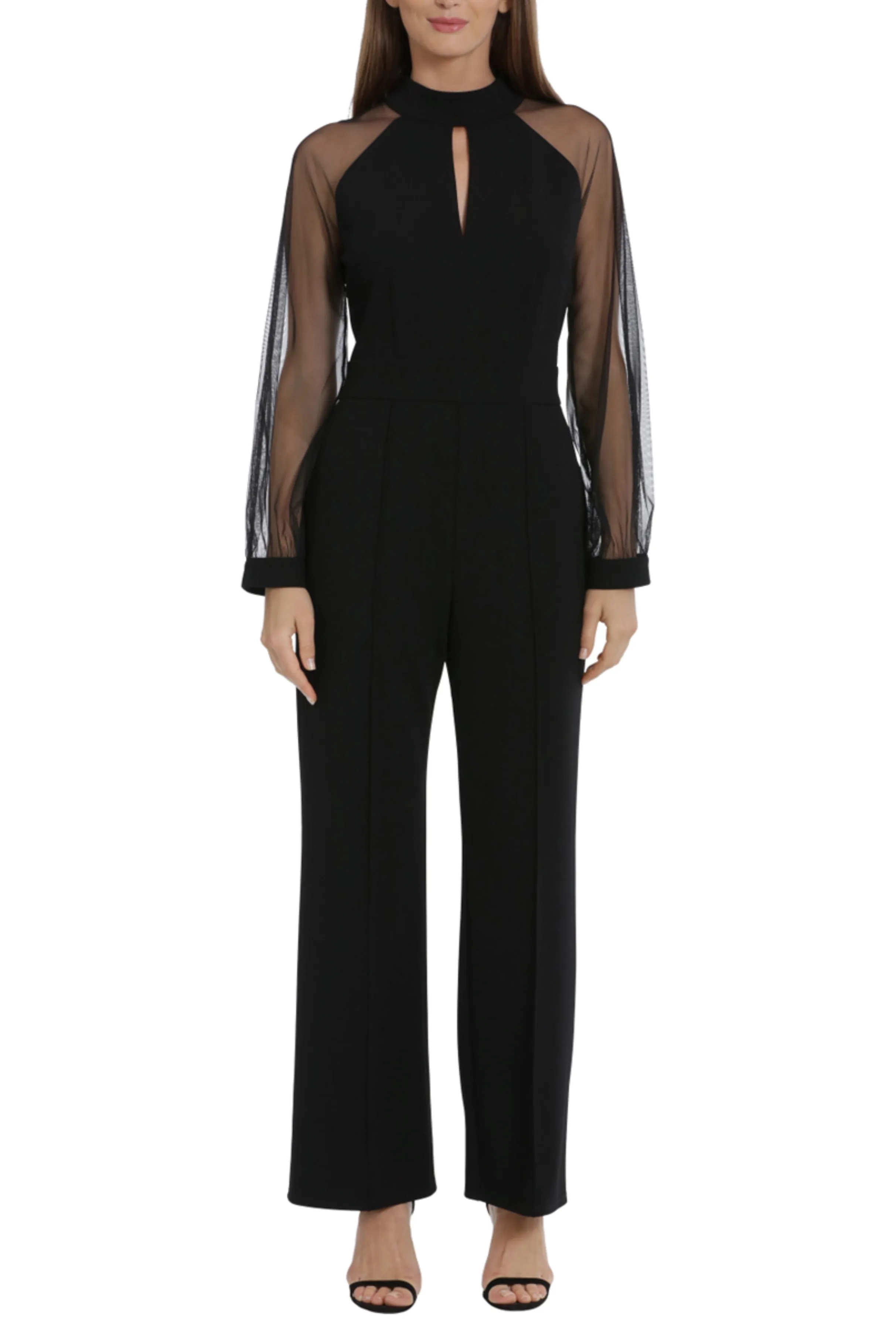 Maggy London Sheer Long Sleeve Wide Leg Jumpsuit