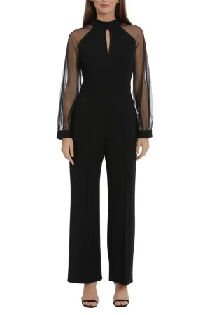 Maggy London Sheer Long Sleeve Wide Leg Jumpsuit