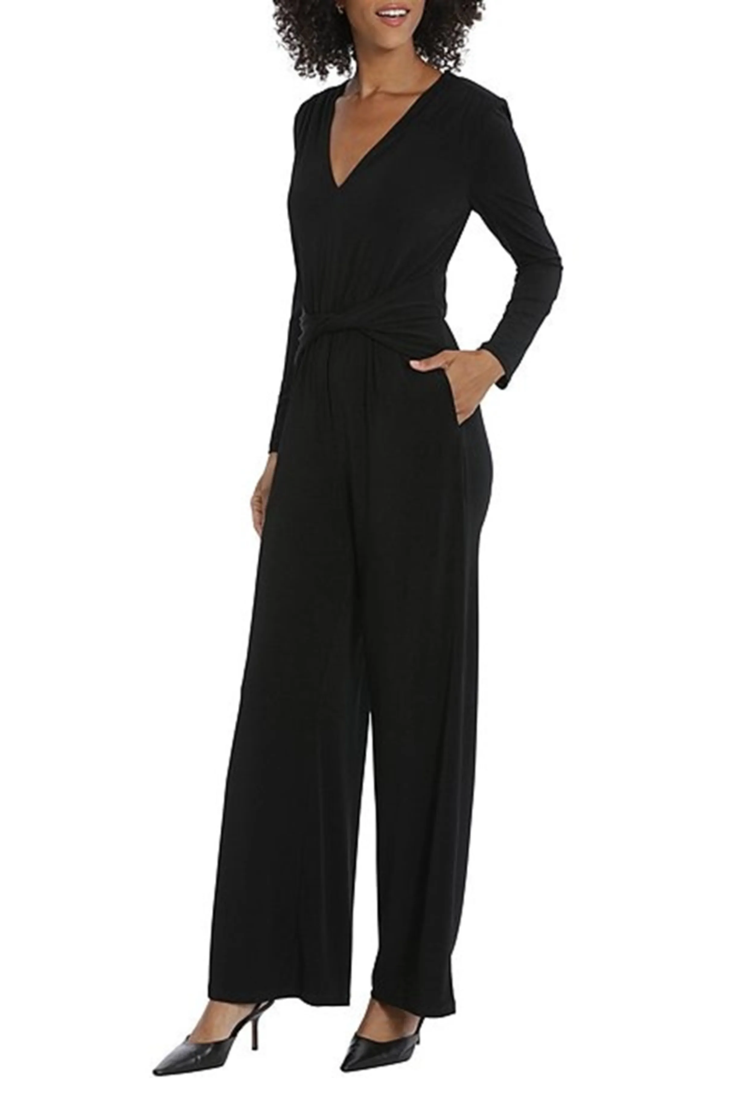 Maggy London Wide Leg Twist-Waist Evening Jumpsuit