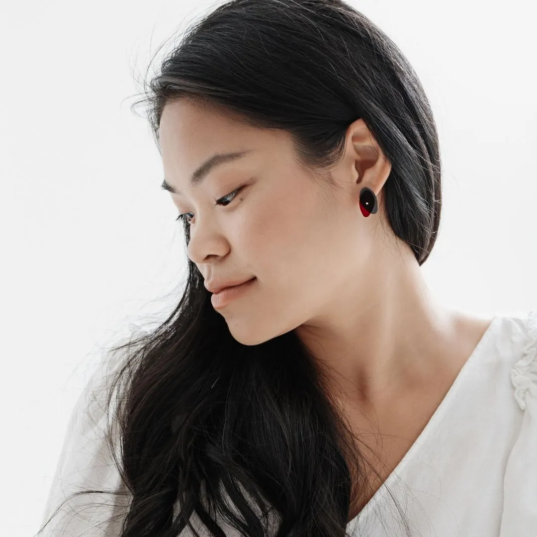 Maxi Sea Oak Studs in Oxidized Silver