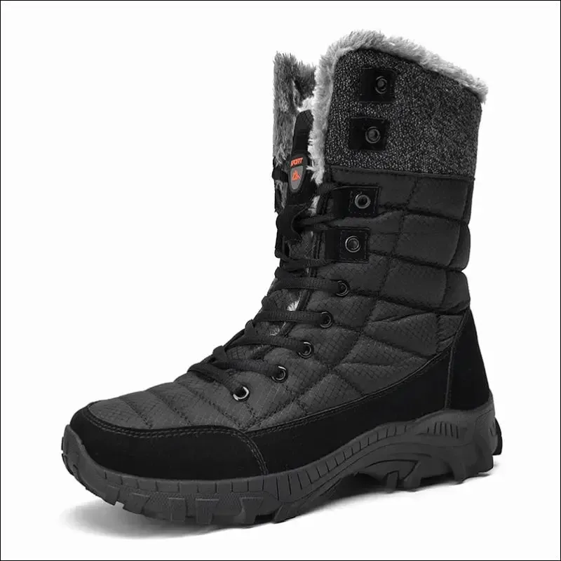 Men winter snow boots super warm men hiking boots high quality waterproof leather high top big size