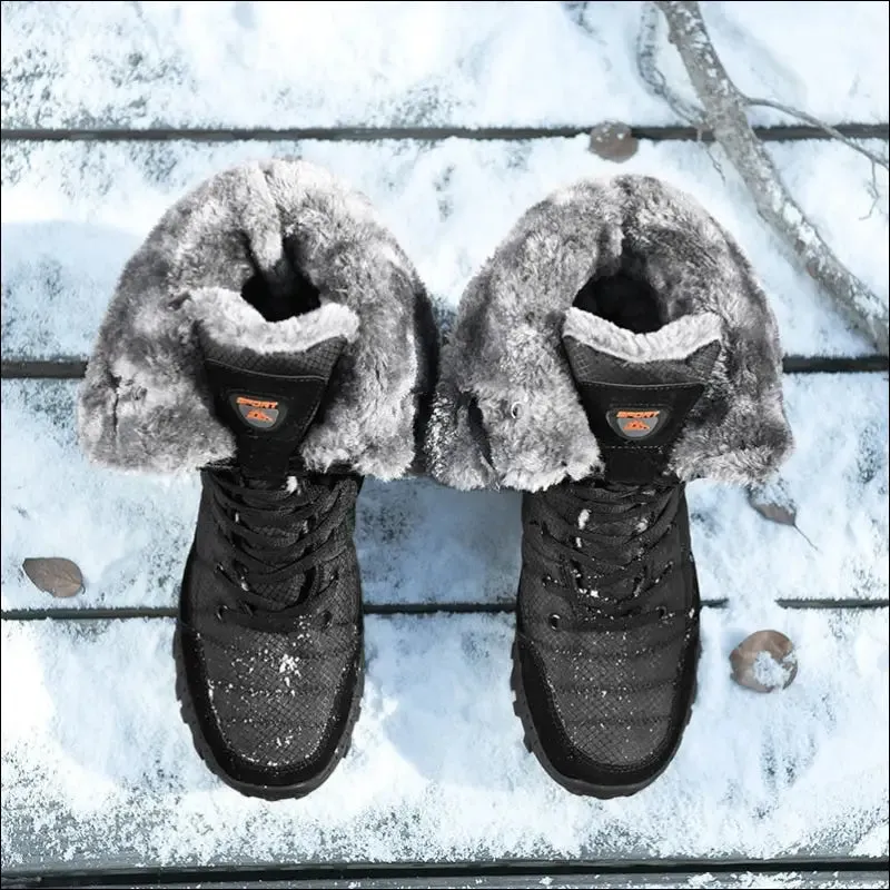 Men winter snow boots super warm men hiking boots high quality waterproof leather high top big size