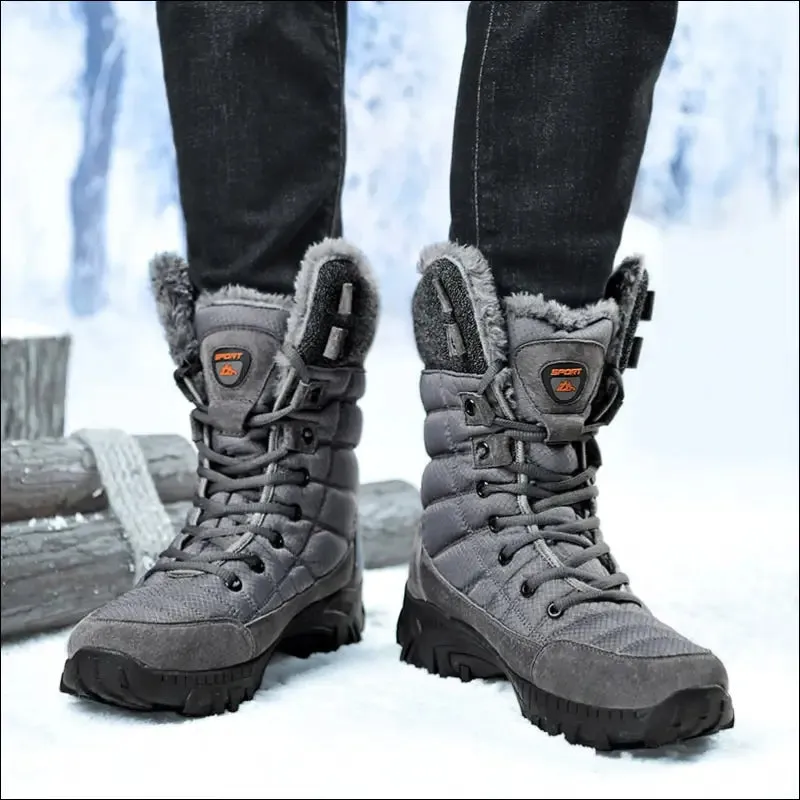 Men winter snow boots super warm men hiking boots high quality waterproof leather high top big size