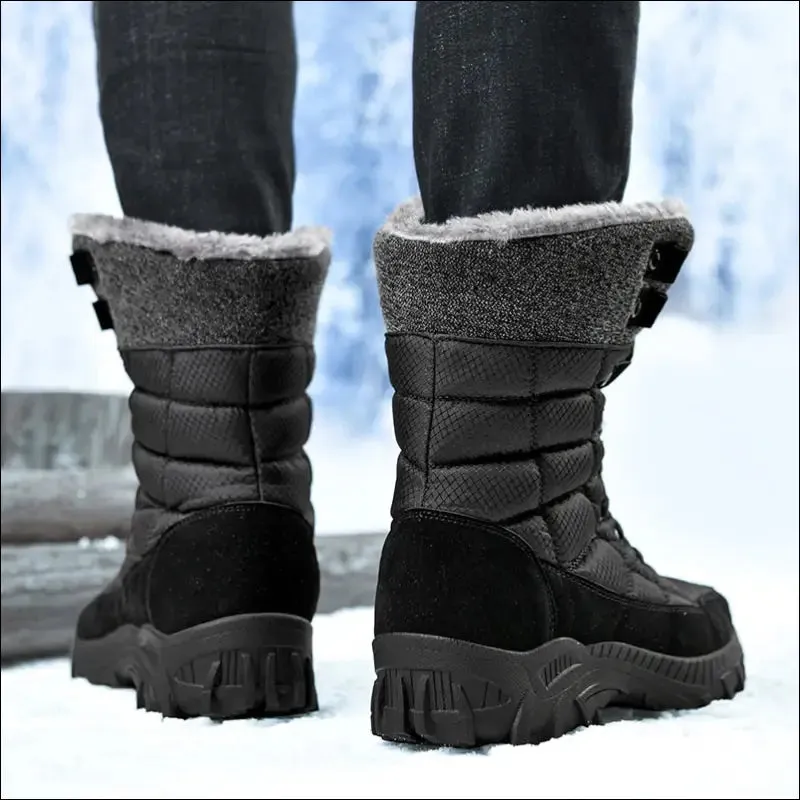 Men winter snow boots super warm men hiking boots high quality waterproof leather high top big size