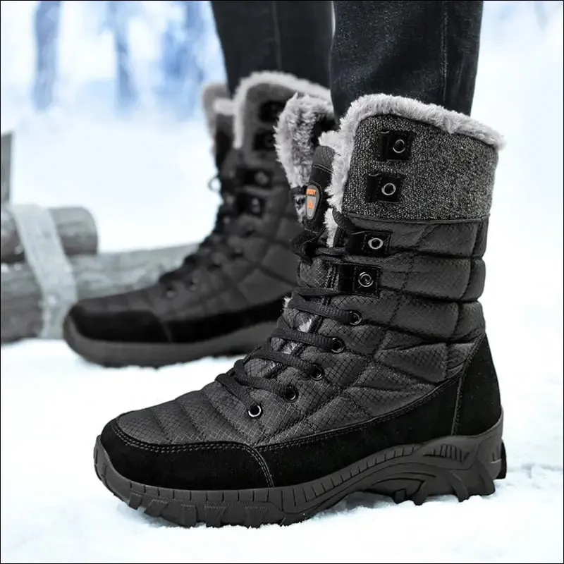 Men winter snow boots super warm men hiking boots high quality waterproof leather high top big size