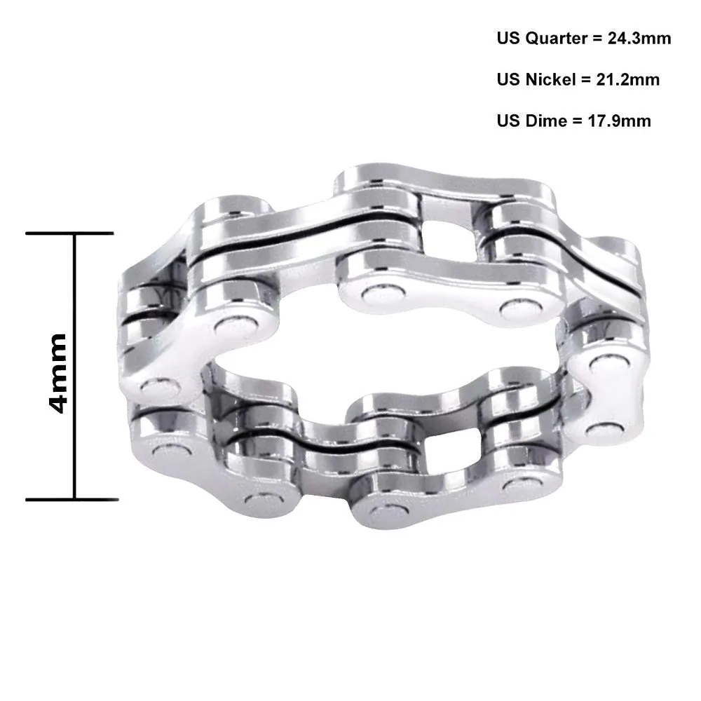 Men's 925 Sterling Silver Bike Chain Motorcycle Ring