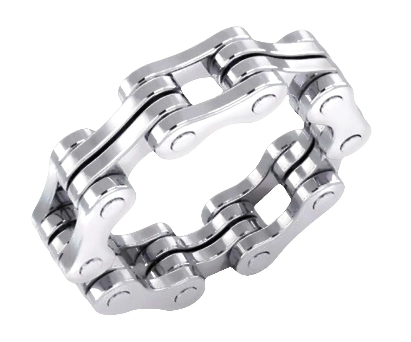 Men's 925 Sterling Silver Bike Chain Motorcycle Ring