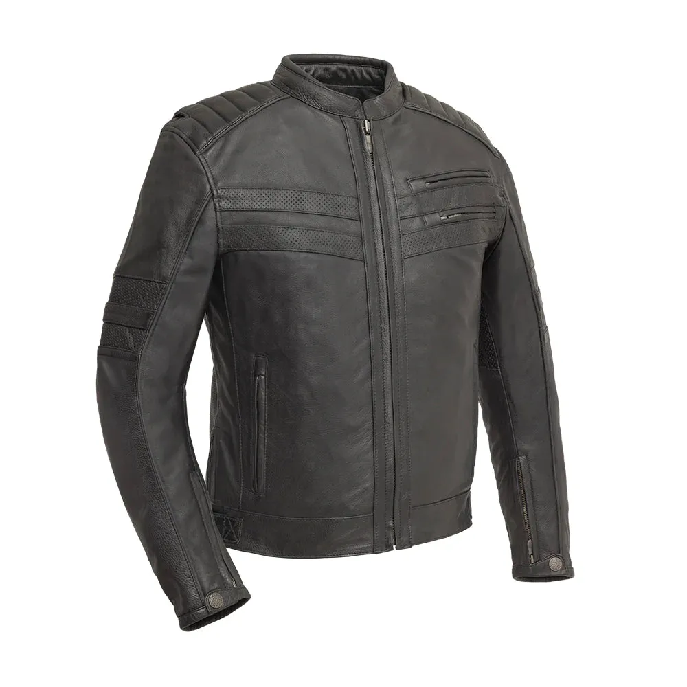Men's Leather Motorcycle Jacket- BiTurbo