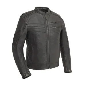 Men's Leather Motorcycle Jacket- BiTurbo