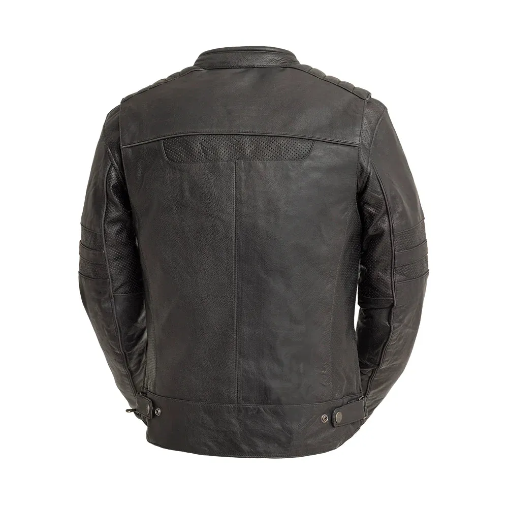Men's Leather Motorcycle Jacket- BiTurbo