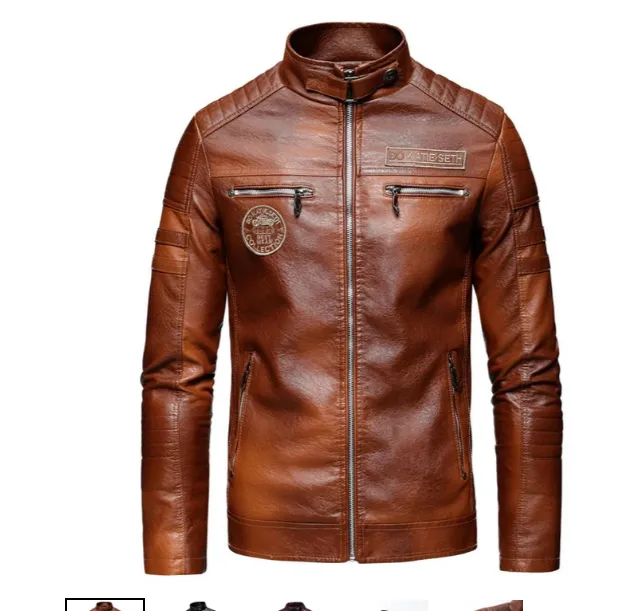 Men's Patched Leather Jacket by Joach