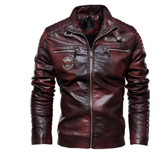 Men's Patched Leather Jacket by Joach
