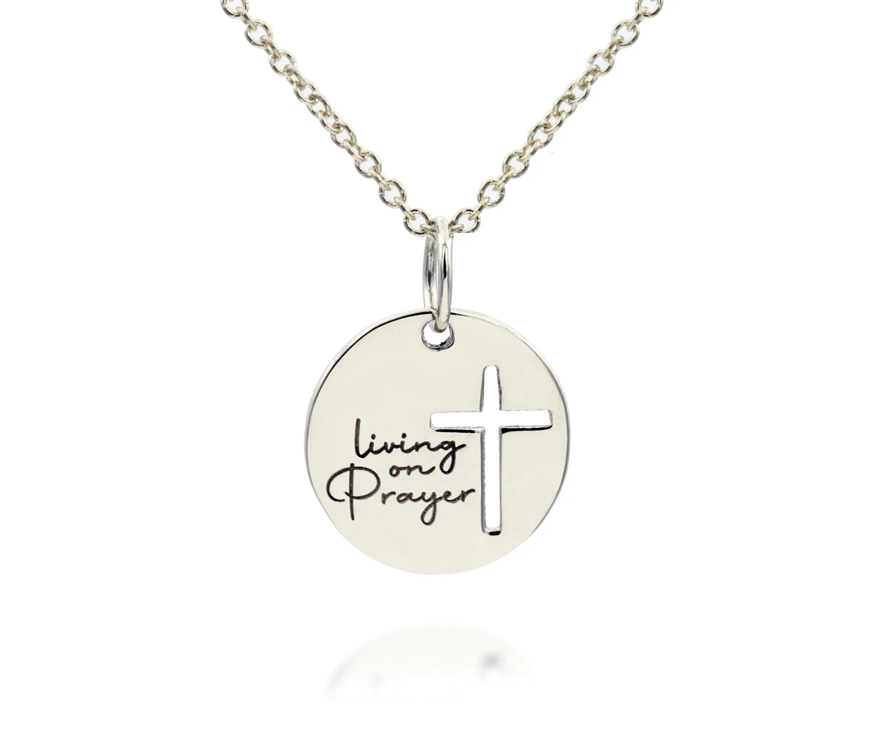 Mini Living On Prayer Silver Cross Necklace
