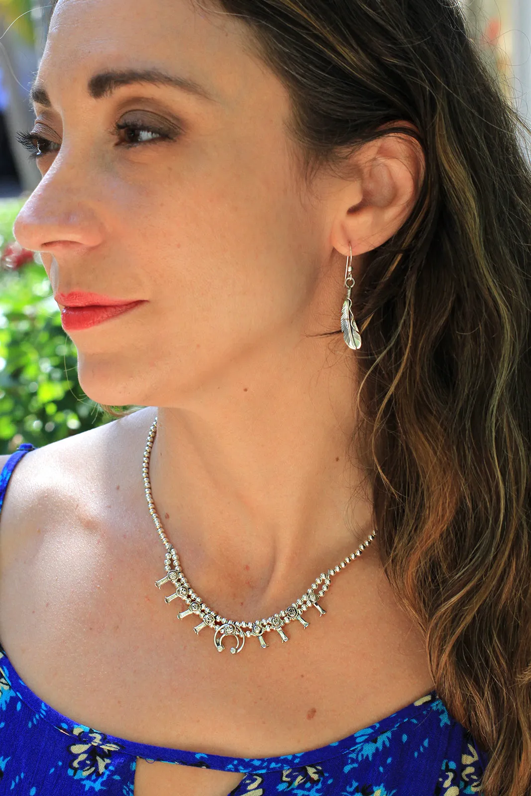Mini Silver Navajo Squash Blossom Necklace