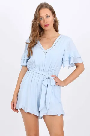 MISS PINKI Elisa Playsuit in blue linen