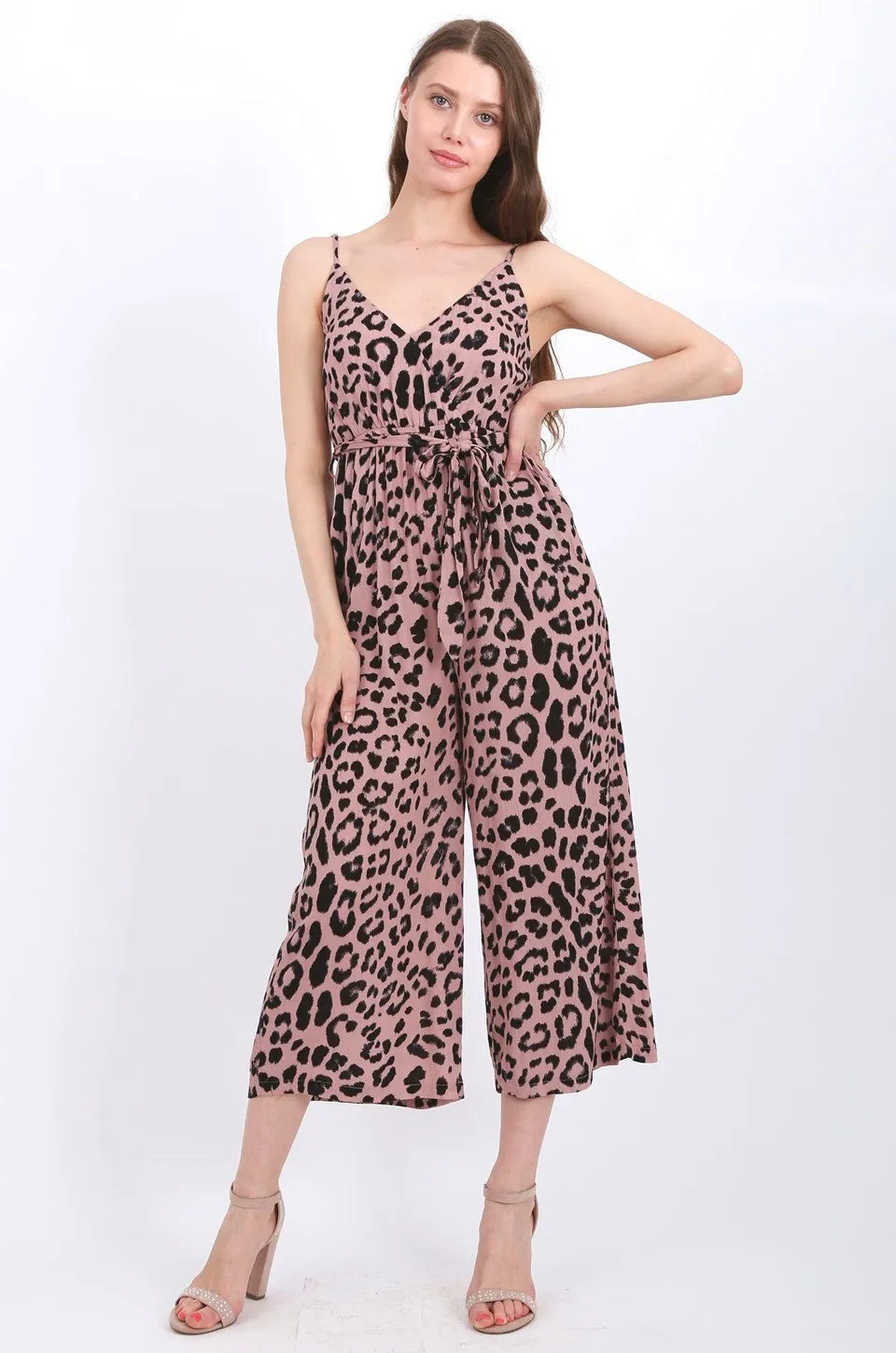 MISS PINKI Norah leopard print Jumpsuit blush