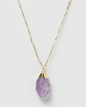 Miz Casa & Co Flora Necklace Amethyst Gold