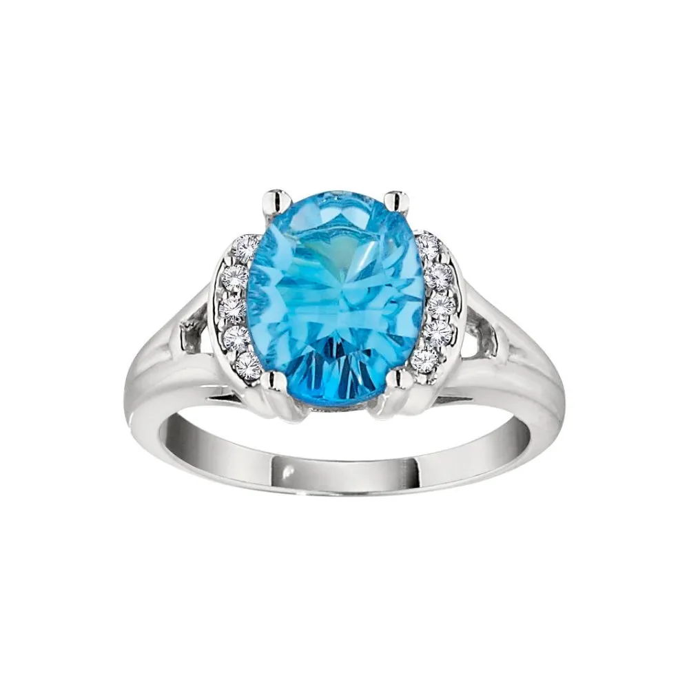 Modern Blue Topaz And Diamond Ring