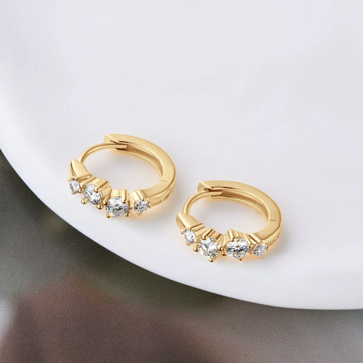 Moissanite Gold-Plated Huggie Earrings
