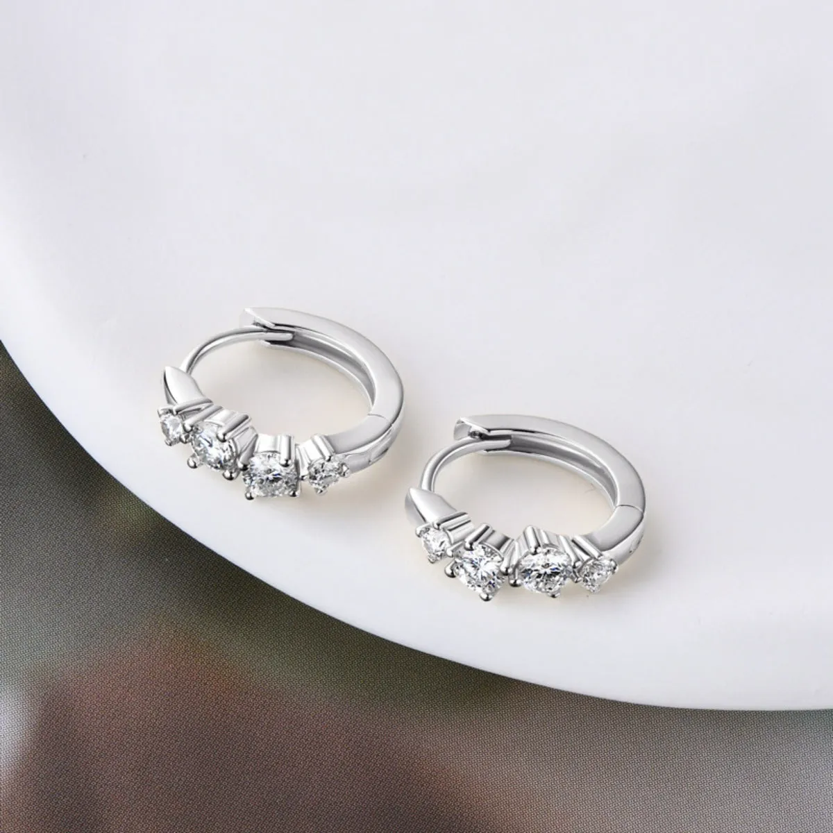 Moissanite Gold-Plated Huggie Earrings
