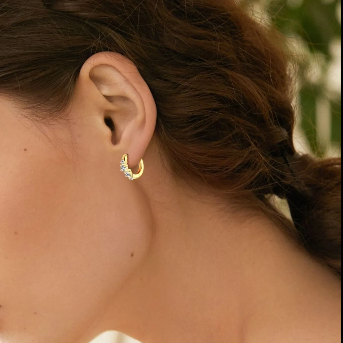 Moissanite Gold-Plated Huggie Earrings