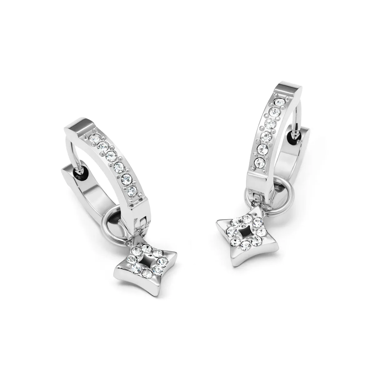 Moon and Back Moon Huggie Earring Set (Silver)