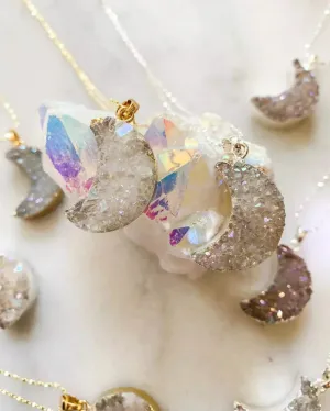 Moon Druzy Gold Necklace