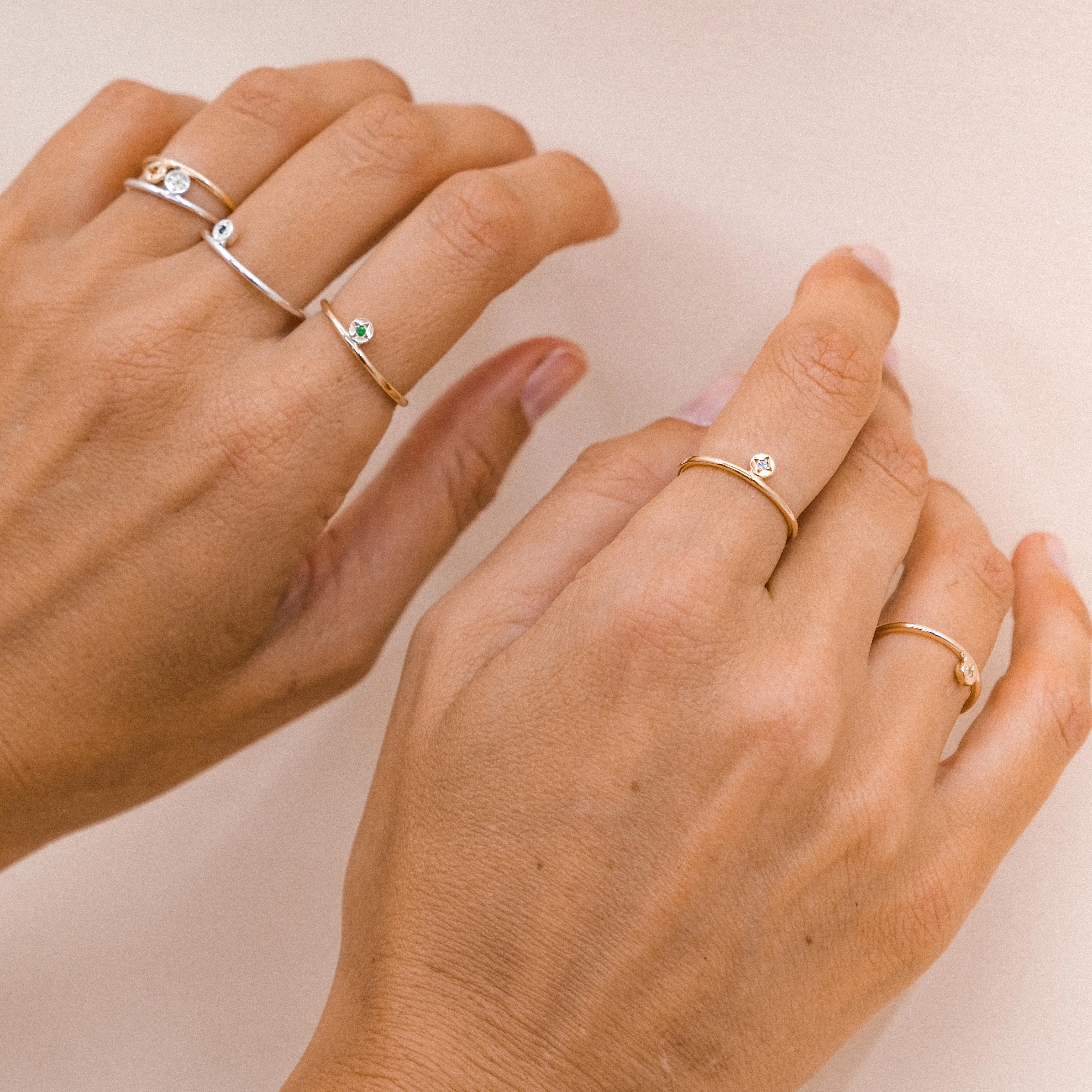 Moonstone Dot Ring in Yellow Gold