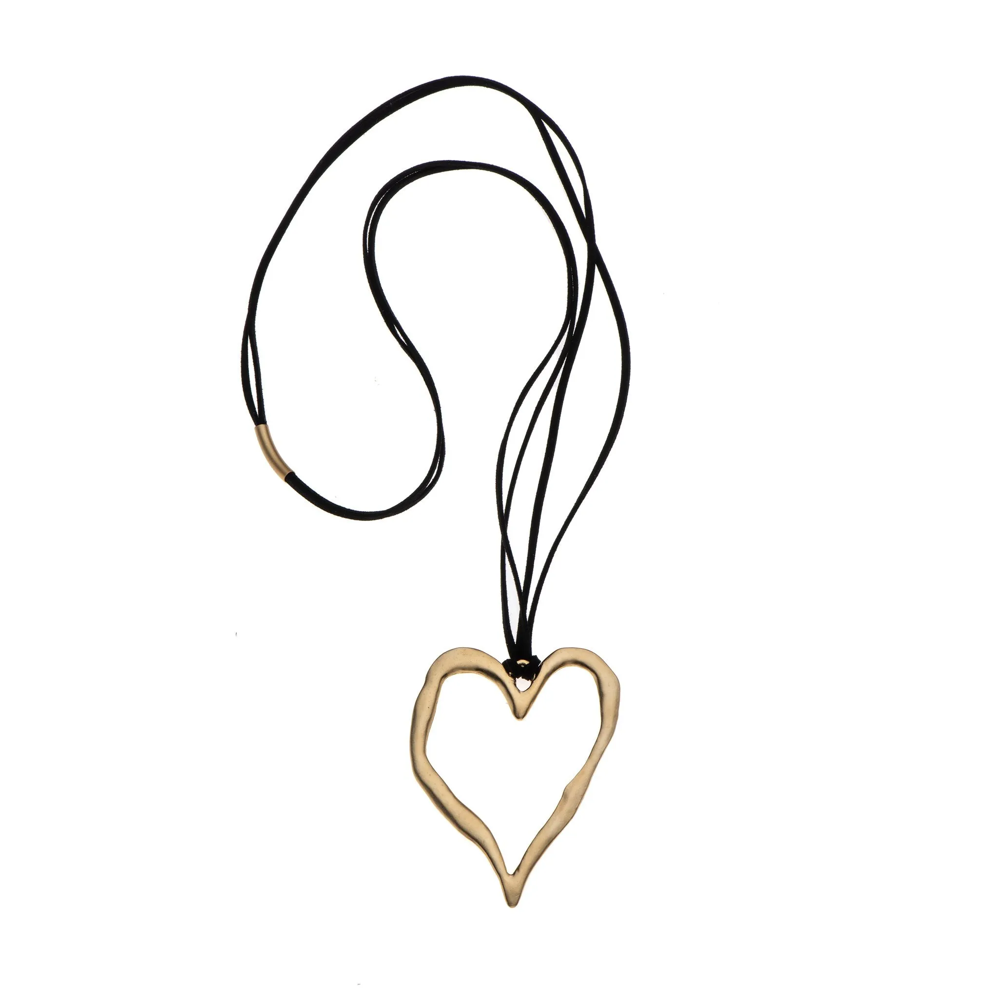 Morgan - Golden heart statement necklace & earrings
