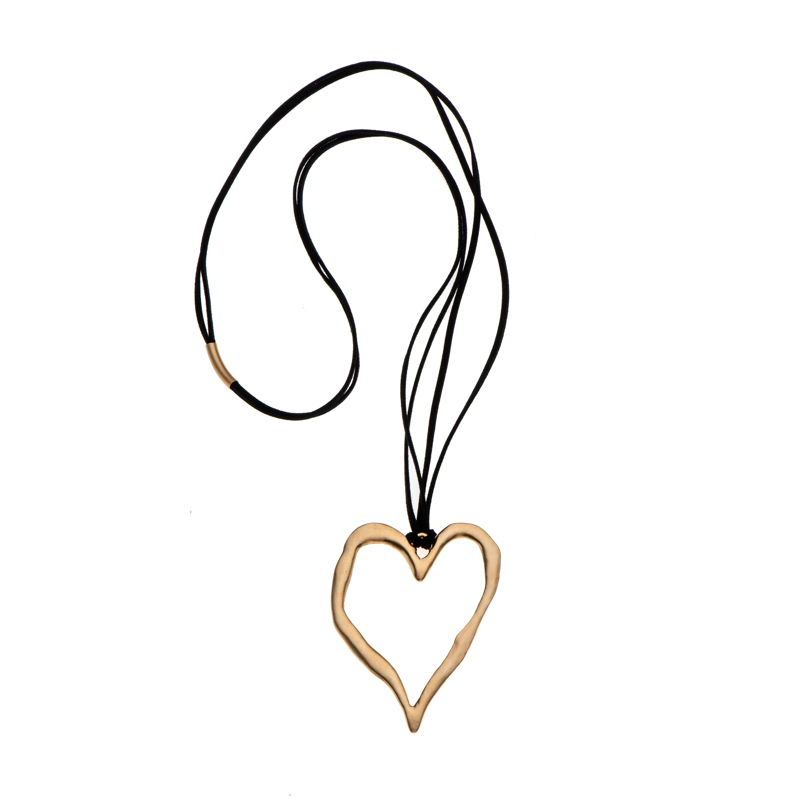 Morgan - Golden heart statement necklace & earrings