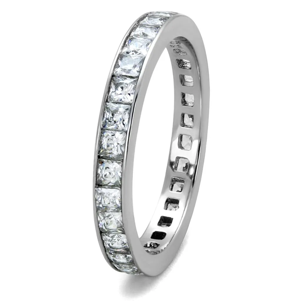 MT 4432 Eternity Band Square Princess Cut Clear Crystals- April Birthstone Larger sizes Available
