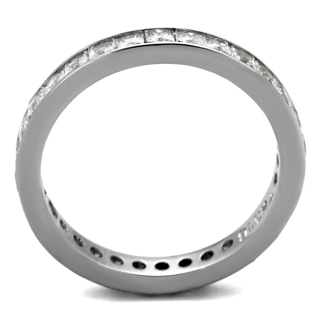 MT 4432 Eternity Band Square Princess Cut Clear Crystals- April Birthstone Larger sizes Available