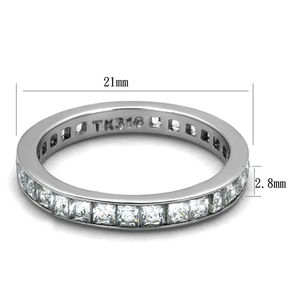 MT 4432 Eternity Band Square Princess Cut Clear Crystals- April Birthstone Larger sizes Available