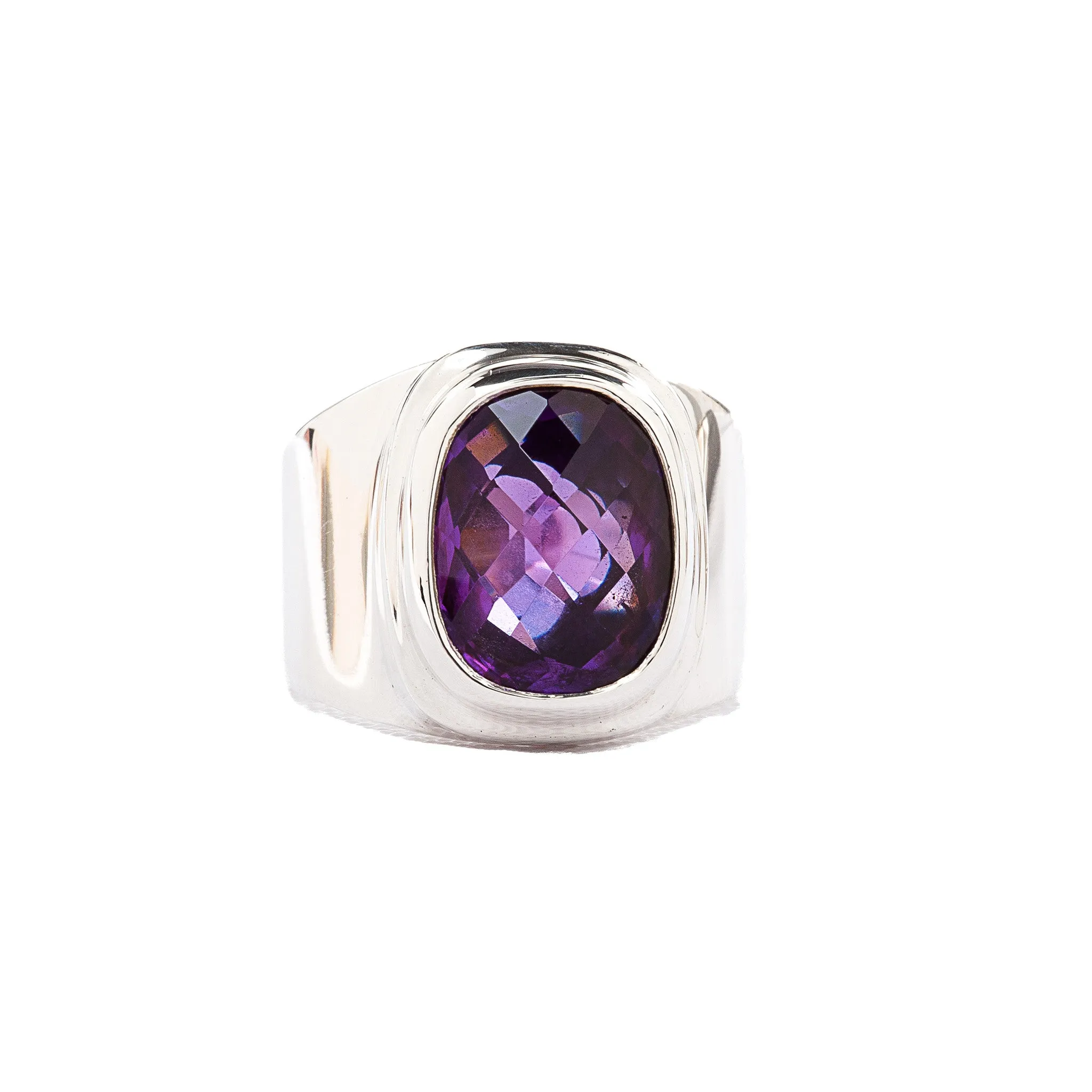 Mulberry Amethyst Sterling Silver Wide Band Ring