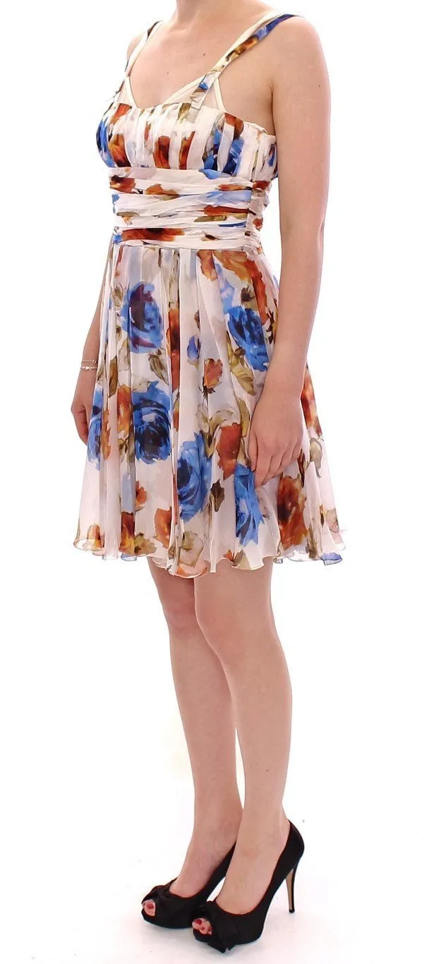 Multicolor floral silk shift dress