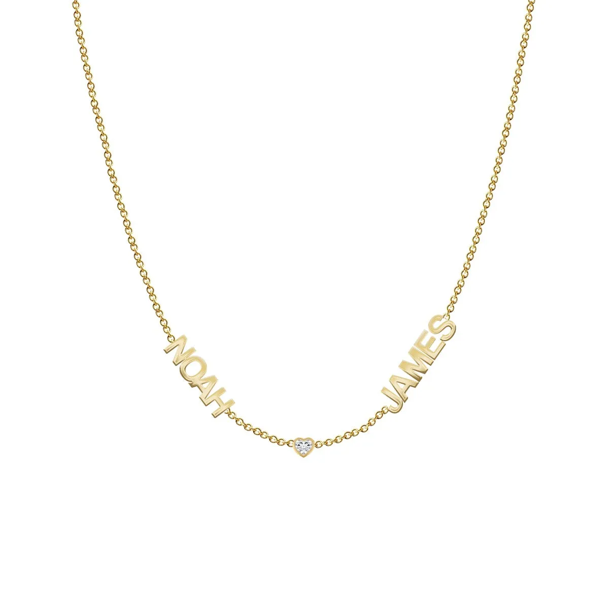 Multiple Cutout Gold Names and Multi Shape Diamonds Necklace