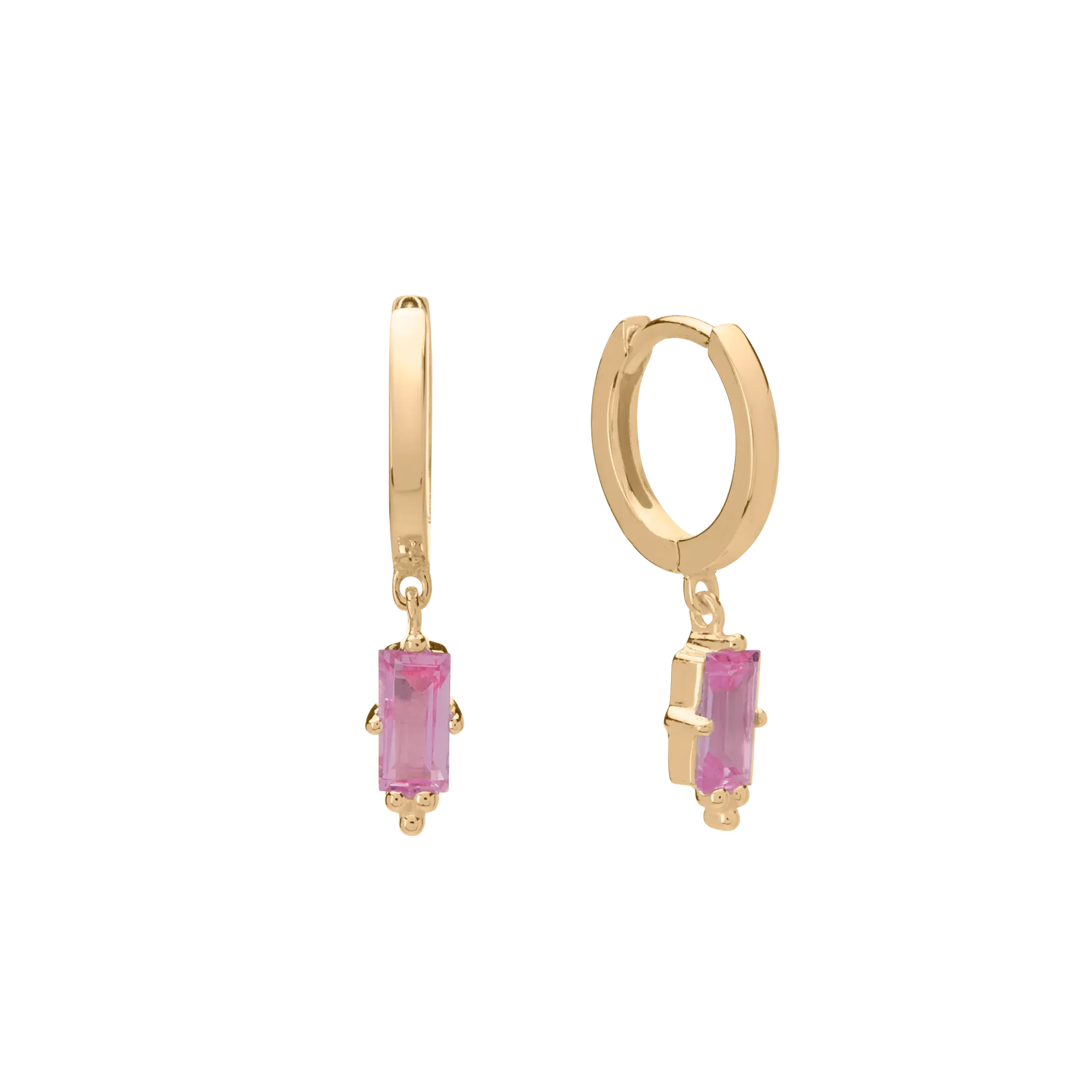 MURKANI - Baguette Drop Huggies - Pink Quartz