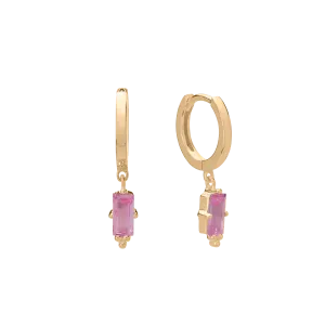 MURKANI - Baguette Drop Huggies - Pink Quartz